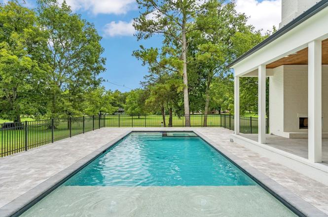 Geometric pool at dusk